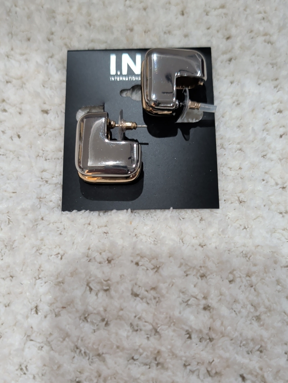 INC International Concepts I.N.C. Intermix Silver-Tone Square Stud Earrings